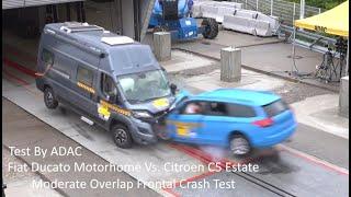 Fiat Ducato Motorhome Vs. Citroen C5 Estate Moderate Overlap Frontal Crash Test (Test By ADAC)