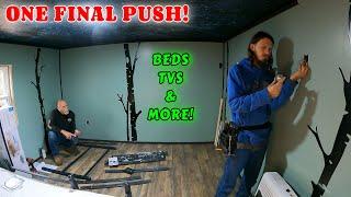 LED BED FRAMES, TV MOUNTS, & ELECTRIC TRIM | work couple builds tiny house homesteading off-grid |