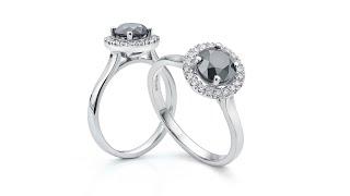 1 Carat Black Diamond Halo Engagement Ring