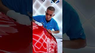 NEW Mercedes Benz car wrapping! Extra Glossy Red!  #asmr #carwrap #carwrapping #asmrsounds