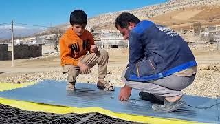 Building a house roof using fiberglass by Yasser and her children