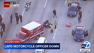 LAPD motorcycle officer injured in crash on 405 Freeway; traffic snarled