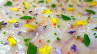 Carpaccio of sea bass.