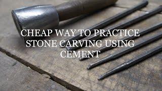 PRACTICE YOUR STONE CARVING ON A CEMENT MIX, CAN YOU CARVE INTO CEMENT, CONCRETE CARVING