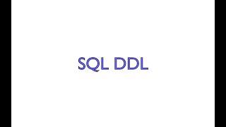 SQL DDL