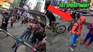 Risky wheelies in Times Square +Trolling people