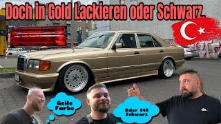 Soll der Benz doch in Gold.oder Schwarz. Rote Rückleuchten.