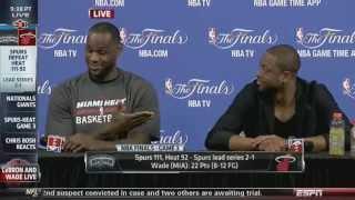 Lebron and Dwyane Wade laugh at reporter Bobby Ramos question