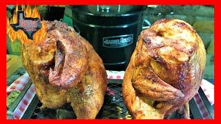 Beer Can Chicken Smoked On The Barrel House Cooker | Texas Style Cuisine Smoked Chicken