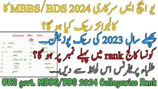 UHS GOVT MBBS BDS 2024 COLLEGEWOSE MERIT RANK | 3600 RANK IS SAFE | 1ST KEMU LAST RANK NAROWAL