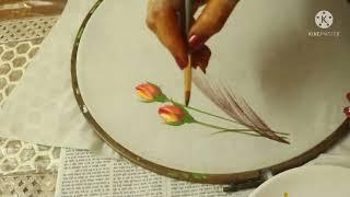 How to paint beautiful rose buds for beginners || Fabric Painting -66 || JLPraphulla