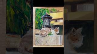 I Painted A Cat Taking Nap on the Lamp Post #studio #painting