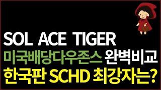 한국판 SCHD 3종 TIGER ACE SOL미국배당다우존스 싹 비교! 배당금 수수료 괴리율 추적오차 전부 다 비교해 봤어요