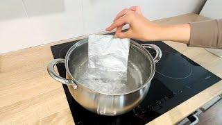 Place aluminum foil in boiling water. It’s a trick used by cleaning staff.