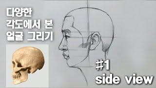 얼굴의 옆모습 그리는 방법/옆모습의 비례/인물화/다양한각도의 얼굴