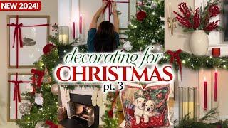 CHRISTMAS DECORATE WITH ME 2024 | CHRISTMAS LIVING ROOM + TRADITIONAL CHRISTMAS DECORATION IDEAS