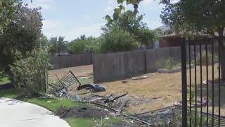 Van plows through several backyards in Buda