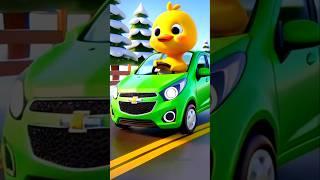 "Cute Little Duck Driving a Chevrolet Beat Car on a Snowy Road! ️ #littleduck #cuteduck #shorts