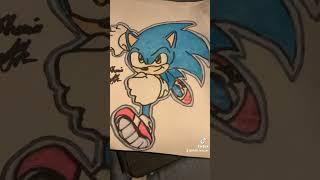 Khalil fans art- step by step drawing of Sonic the Hedgehog  #sonicthehedgehog #khalilpeoples