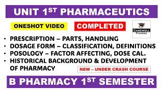 Unit 1 Pharmaceutics 1 sem || Complete || Pharmaceutics 1 b pharmacy 1st semester || Carewell Pharma