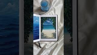 Easy way to paint a sea beach  || sea acrylic painting || beach painting #youtubeshorts  #ytshorts