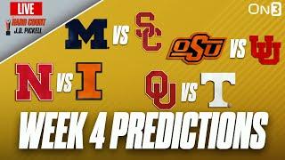 CFB Week 4 Predictions | Tennessee at Oklahoma | USC at Michigan | Nebraska vs UI | OK St vs Utah