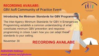 Introducing the Minimum Standards for GBV Programming