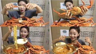 [Red crab]홍게5마리,홍게라면,홍게라면에 밥말아서 시원하게 먹방 mukbang (야식은 사랑입니다~)