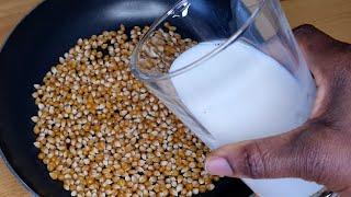 Made My Popcorn With Milk And It Taste Really Good | Milk Popcorn Recipe |EXPLOSION RECIPE OF CORN