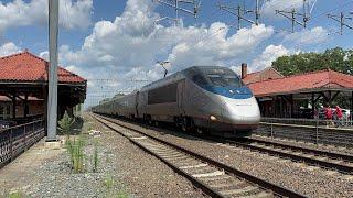 Amtrak High Speed Northeast Corridor Trains In Attleboro, MA (8/27/24)