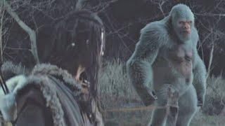 The white ape and the wild man are attacked by the villain to save the girl