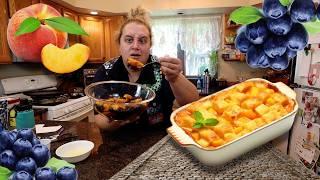 Making a Blueberry Peach Cobbler WITHOUT A Recipe !!