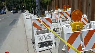 Construction Closed Sidewalks Crescent Heights & Sunset Blvd Los Angeles California USA May 12, 2024