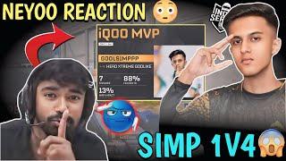 GODL SIMP 1v4 In Last Cricul  || NEYOO Reaction  || GODLIKE 2st  Wwcd  ||