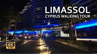 Limassol, Cyprus night walking tour 4K | Limassol nightlife 2024