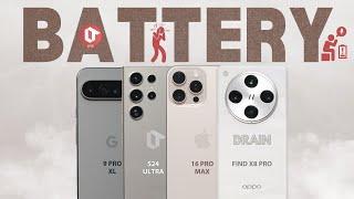 Oppo Find X8 Pro vs iPhone 16 Pro Max vs S24 Ultra vs Pixel 9 Pro XL EXTREME Battery Drain Test LIVE