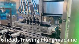 Automatic 6 Heads Moving Liquid Filling Machine , Filling Machine with tracking ,Auto liquid Filler