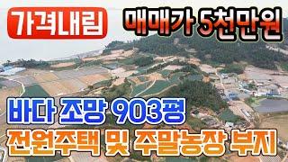 [가격내림][전남토지매매] #1667 무안군 해제면 바다 조망 2,985㎡ (903평) 전원주택 및 주말농장 부지 매매가 5천만원