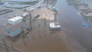 Drone video shows flooding in Sargent, Texas