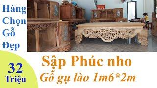 sập phúc nho gỗ gụ, báo giá sập ngồi cổ liền gỗ gụ Lào tuyển chọn, miễn phí vận chuyển