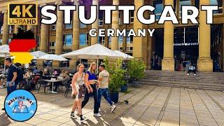 Stuttgart, Germany Walking Tour (EURO 2024 vibes) with Relaxing Music - 4K 60fps