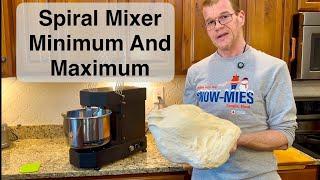 KYS Pro Baker 7+ Spiral Mixer Minimum And Maximum Batch Sizes.