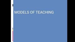 Models of Teaching