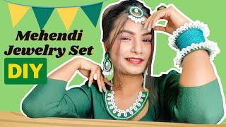 DIY Jewelry Set for Mehendi Function #crafteraditi #youtubepartner #diyjewelry @CrafterAditi