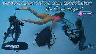 Underwater Apnea Challenge |Trying to Put On My Diving Gear In The Pool ️ Making It Happen!