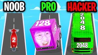 NOOB vs PRO vs HACKER In 2048 RACE!? (ALL LEVELS!)