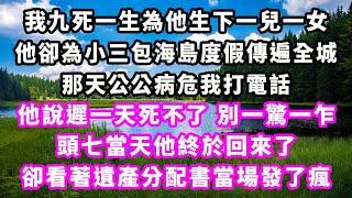 我九死一生為他生下一兒一女，他卻為小三包海島度假傳遍全城，那天公公病危我打電話，他說遲一天死不了別一驚一乍，頭七當天他終於回來了，卻看著遺產分配書當場發了瘋#爽文完結#一口氣看完#小三#豪門#霸總