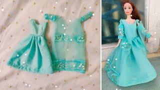 How to make long party frock with coat | Barbie clothing | Harini Creations