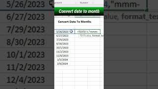 Convert date into month text formula #shorts #excel #exceltips