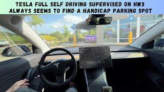 Tesla Full Self Driving Supervised On HW3 Always Seems To Find A Handicap Parking Spot